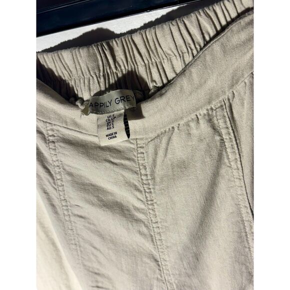 Happily Grey Women’s Linen Blend Pull-On Pants Beige Wide Leg Size Small - Picture 3 of 5